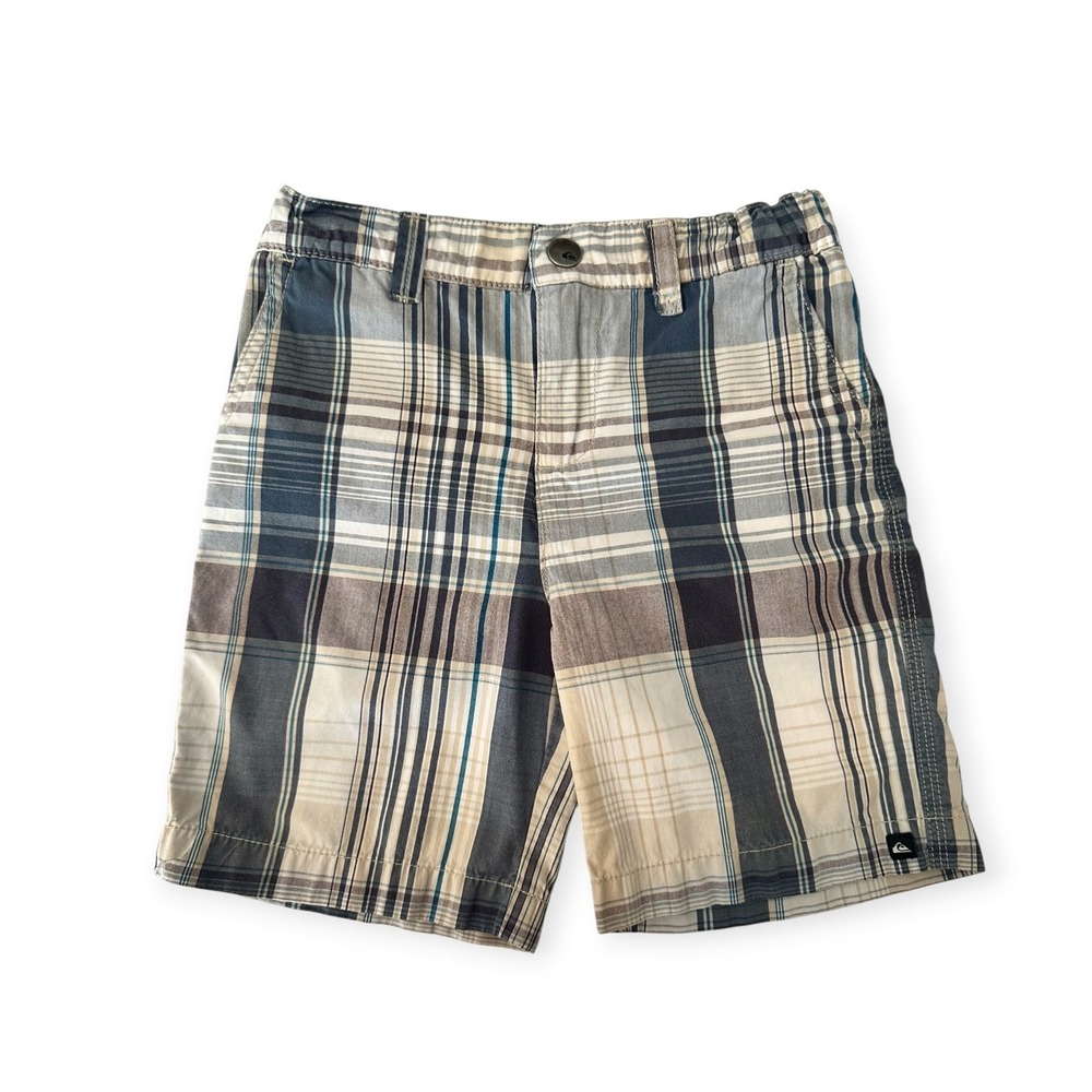 Quiksilver Plaid Shorts Blue Tan Excellent 4T Kids Boys